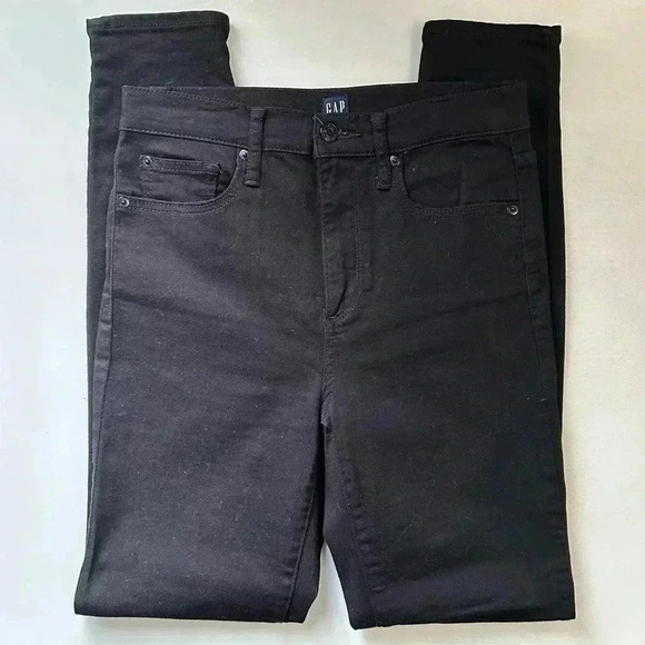 GAP True Skinny Jeans  High Waisted Stretch Black Denim Size 26 - Picture 15 of 16